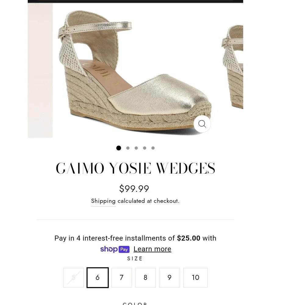 NWOT Gaimo Yosie Espadrille Wedge Blue Suede Gold Ankle Strap Sandals EU 36 us 6